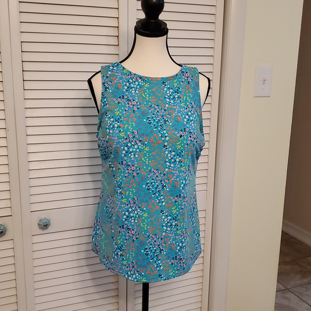 Land's End Blue Ditsy Floral Tankini Top, Size 12